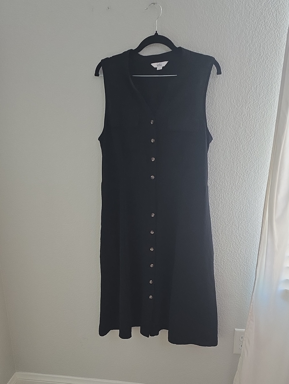 croft & barrow Black Sleeveless Button-Front Midi Dress